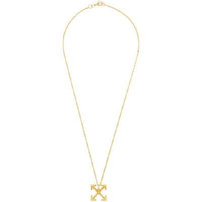 Off-white Cross-arrow Small Pendant Necklace In Gold