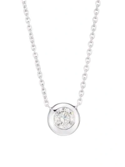 Roberto Coin Diamond By The Inch 18k White Gold & Diamond Circle Pendant Necklace