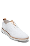 Cole Haan Zerogrand Stitchlite Woven Wool Wingtip In Optic White/ Ivory