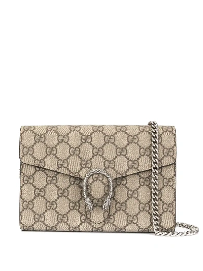 Gucci Dionysus Gg Supreme Chain Wallet - Brown In Brown