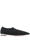 MIU MIU MIU MIU GLITTER DETAIL FLATS - BLACK