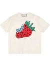 GUCCI OVERSIZE COTTON T-SHIRT WITH STRAWBERRY