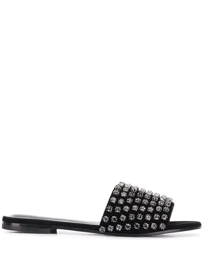 Fabiana Filippi Crystal Embellished Slide Sandals In Black