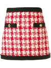 GUCCI GUCCI HOUNDSTOOTH PRINT MINI SKIRT - RED