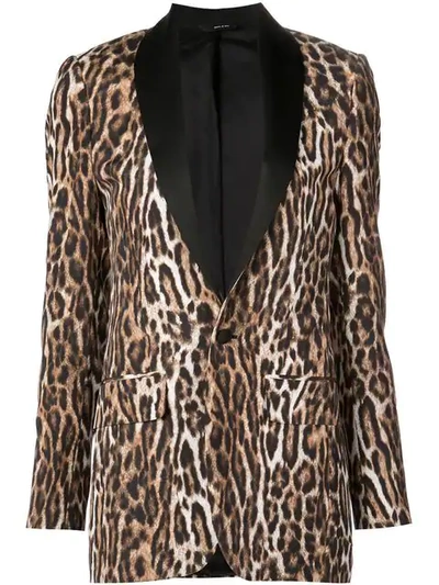 R13 Oversized Satin-trimmed Leopard-print Cotton-blend Crepe Blazer