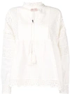 TWINSET TWIN-SET BRODERIE BLOUSE - NEUTRALS