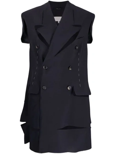 Maison Margiela Formal Waistcoat With Cut-outs In Blue