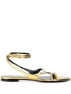 Saint Laurent Gia Open Sandals In Smooth Leather In Gold