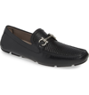 Ferragamo Men's Parigi Woven Leather Gancini Drivers In Nero