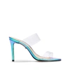 Schutz Ariella Sandal In Clear & Blue Holographic