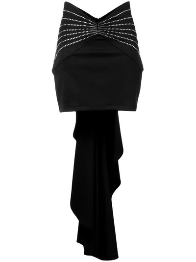 Attico Embellished Wool Gabardine Mini Skirt In Black