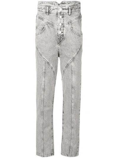 Isabel Marant Rei High-waist Straight-leg Acid Wash Jeans In Grey
