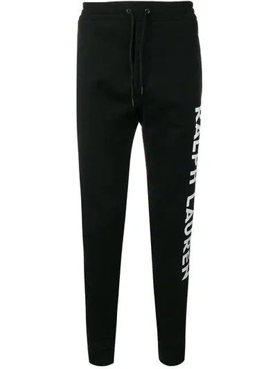 Lauren Ralph Lauren Contrast Logo Track Trousers In Black