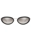Miu Miu Oval Cat-eye Acetate-frame Sunglasses In Gradient Grey Mirror Silver