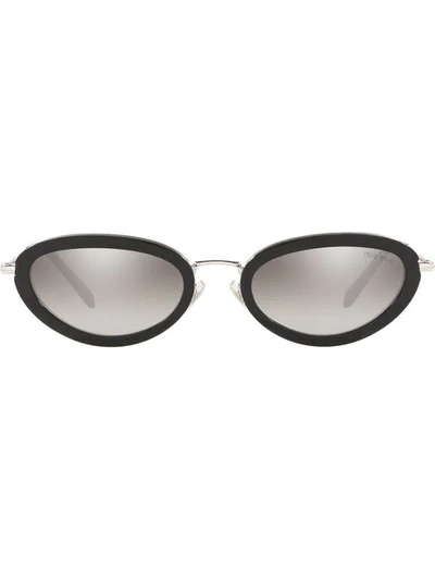 Miu Miu Oval Cat-eye Acetate-frame Sunglasses In Gradient Grey Mirror Silver