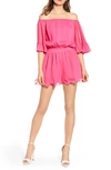 ENDLESS ROSE OFF THE SHOULDER RUFFLE SLEEVE ROMPER,80135D7SR