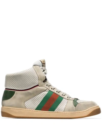 Gucci Screener Hike Leather High Top Sneakers In Neutrals
