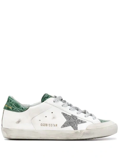 Golden Goose Superstar Crystal Crocodile Low-top Trainers In O37 White L Emerald