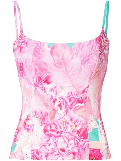 Halpern Printed Fitted Camisole In Pink