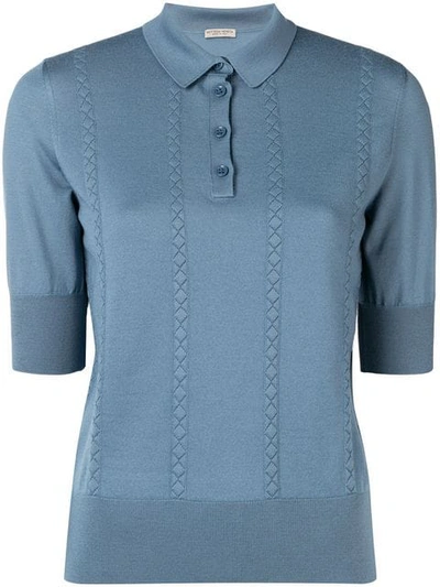 Bottega Veneta 针织polo领上衣 - 蓝色 In Blue