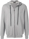 BASSIKE BASSIKE DRAWSTRING ZIPPED HOODIE - GRAU