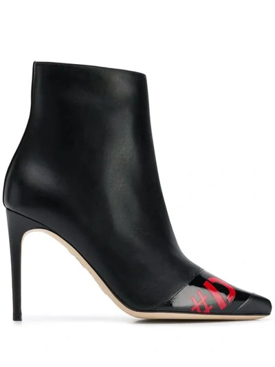 Dsquared2 90mm Logo Leather Ankle Boots In Black