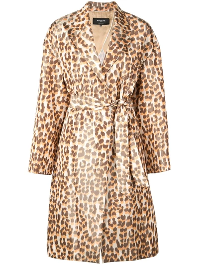 Rochas Okawa Leopard-print Taffeta Coat In Multicolor