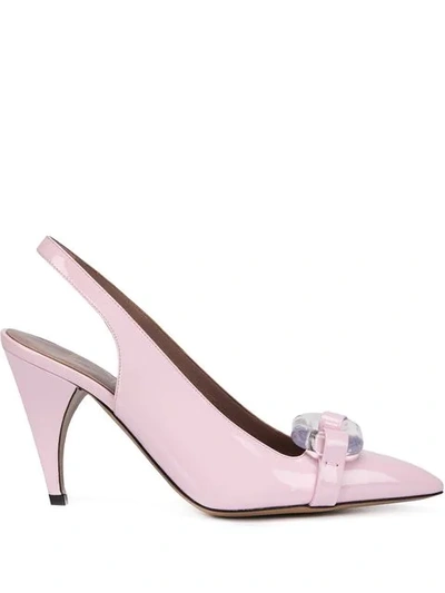 Rayne Lucite Sling Back Pumps In Pink