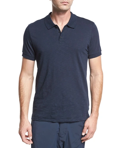 Vince Classic Slub Cotton Polo Shirt In Coastal