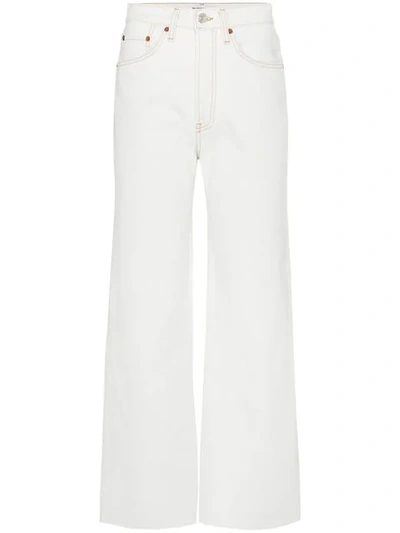 Re/done 60s Extreme Cropped High-rise Wide-leg Jeans In White