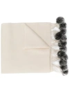 N•PEAL FUR BOBBLE WOVEN SCARF