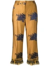 ALBERTO BIANI ALBERTO BIANI 花卉刺绣长裤 - 棕色