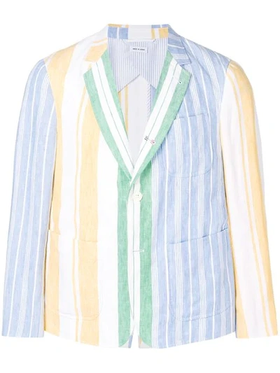 Thom Browne Striped Linen Sack Sport Coat In 991 Multicolor Mix