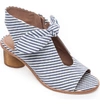 Bernardo Luna Striped Knotted Sandals In Blue/ White Stripe Leather