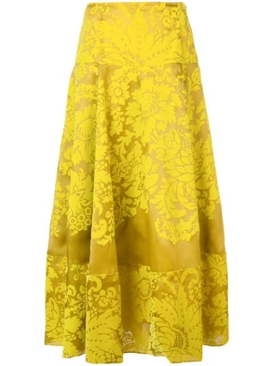 Rosie Assoulin 花卉印花中长半身裙 - 黄色 In Yellow
