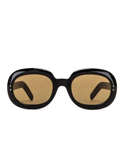 Gucci Eyewear Oval Frame Sunglasses - 黑色 In Black