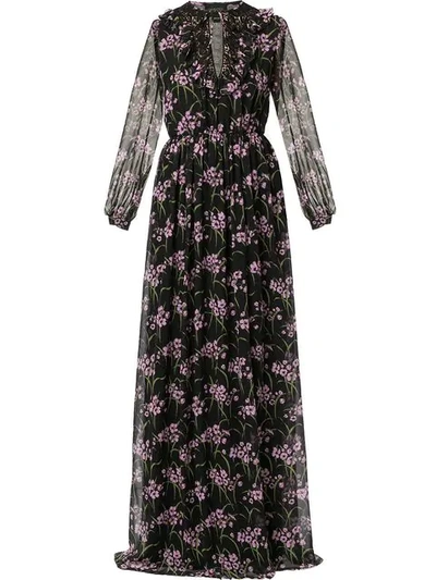 Giambattista Valli Floral-print Silk-georgette Gown In Black
