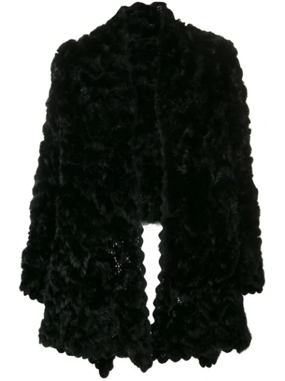 Pre-owned A.n.g.e.l.o. Vintage Cult 1990's Fur Waterfall Jacket In Black