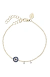 Meira T 14k Yellow Gold & 14k White Gold Blue Sapphire & Diamond Evil Eye Bracelet In Yellow Gold