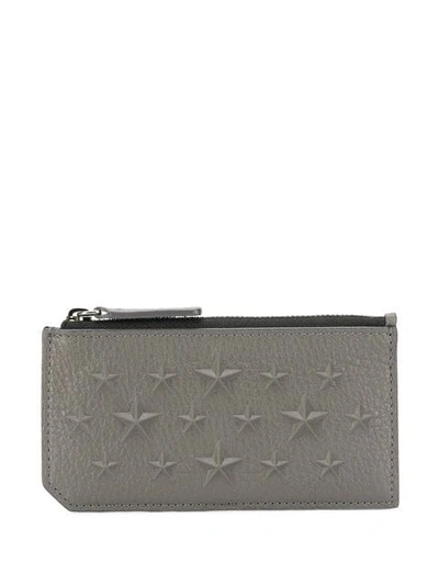 Jimmy Choo Casey Leather Card Holder In Grey