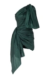 OSCAR DE LA RENTA Asymmetric One-Shoulder Silk-Taffeta Mini Dress,720944