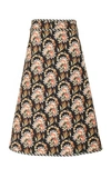 OSCAR DE LA RENTA FLORAL-PRINT SILK-FAILLE MIDI SKIRT,720964