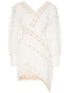 ZIMMERMANN MONCURE LACE DETAIL STUDDED MINI DRESS