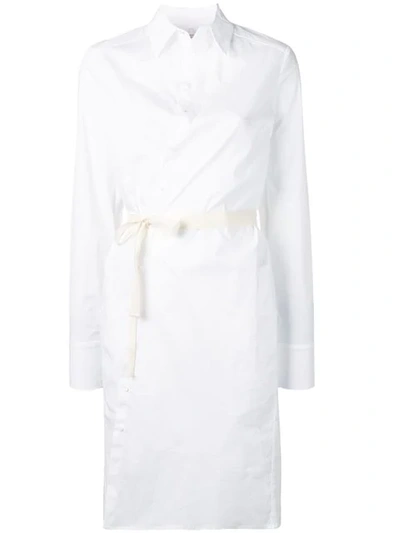 A.f.vandevorst 系腰带衬衫式连衣裙 - 白色 In White