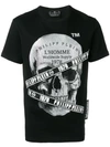 PHILIPP PLEIN RHINESTONE SKULL PRINT T-SHIRT