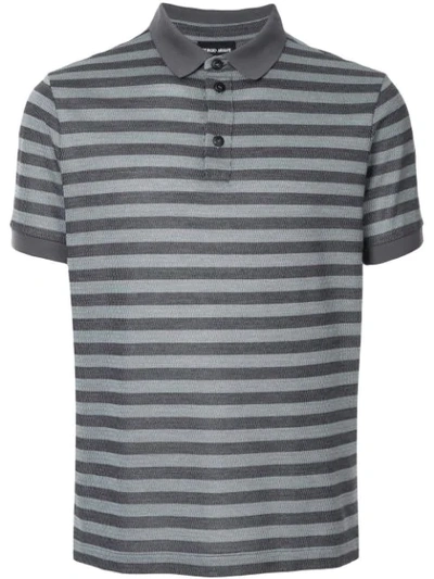 Giorgio Armani Striped Polo Shirt In Grey