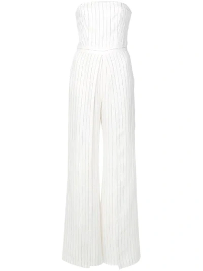 Alexis Charlize Strapless Pinstripe Jumpsuit In Ivory Floral