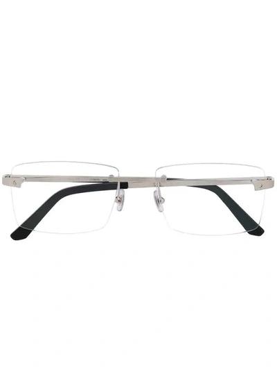 Cartier Rectangular Frameless Glasses In Silver