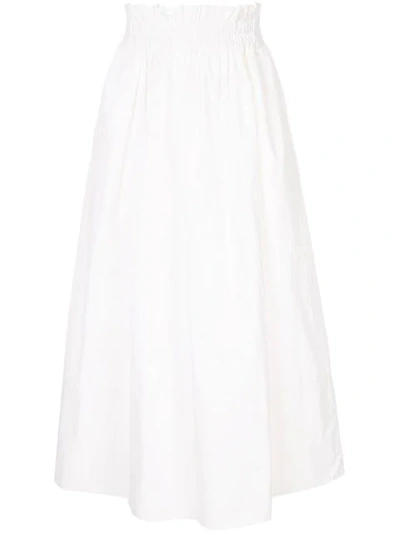 Tibi Nylon Midi Skirt In White