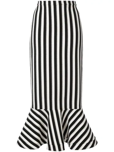 Saloni Long Striped Skirt - 白色 In White